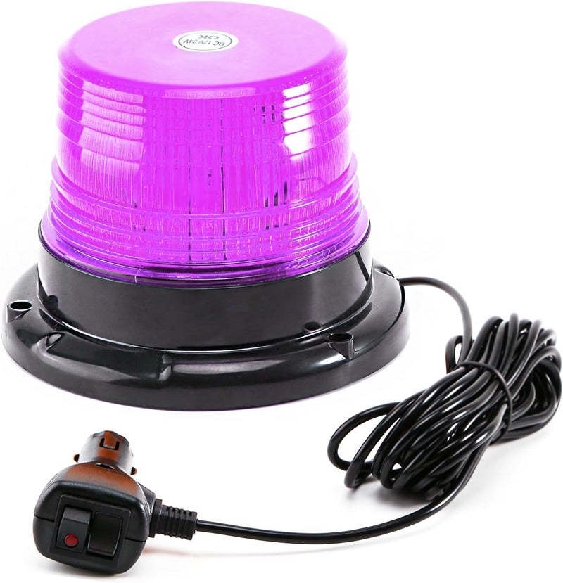 PKINGLAKE 1-Pcs Purple LED Beacon Lights for Funeral Escort Truck Vehicles Car, 12-24V Warning Safety Flashing Emergency Strobe Mini Light Bar with Magnetic Base - Image 1